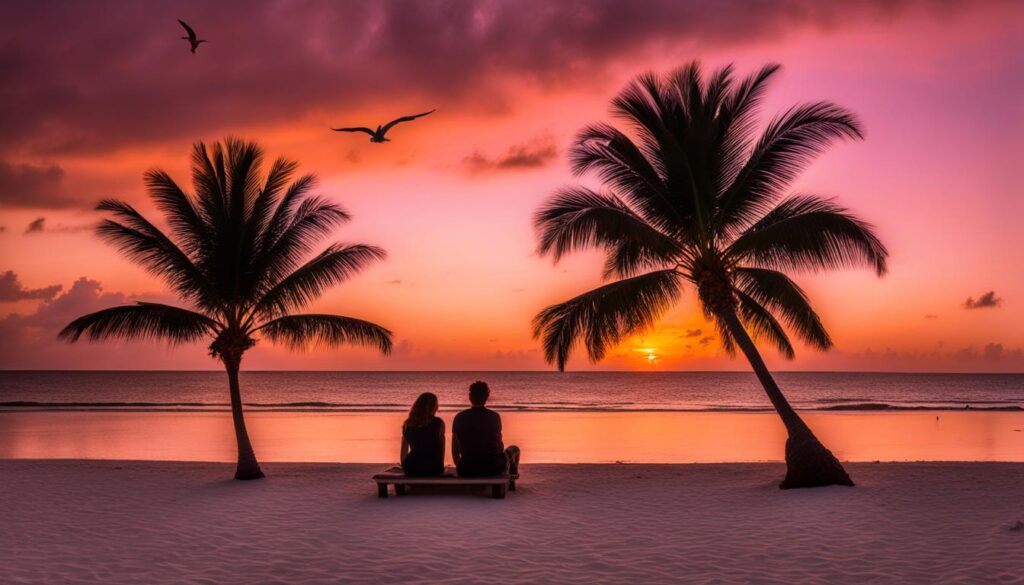 romantic sunset view in Aruba